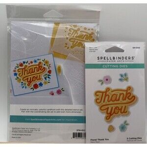 Spellbinders - Floral Thank You Stencil & Die Bundle - NIP